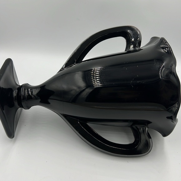 1930s LE Smith Black Amethyst Glass Trophy Vase Dancing Nymphs 7” - Picture 4 of 5